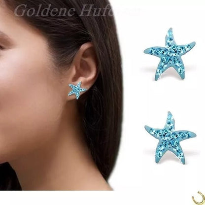 Ohrringe Seestern Silber 925 Kristall Blau Bild 2