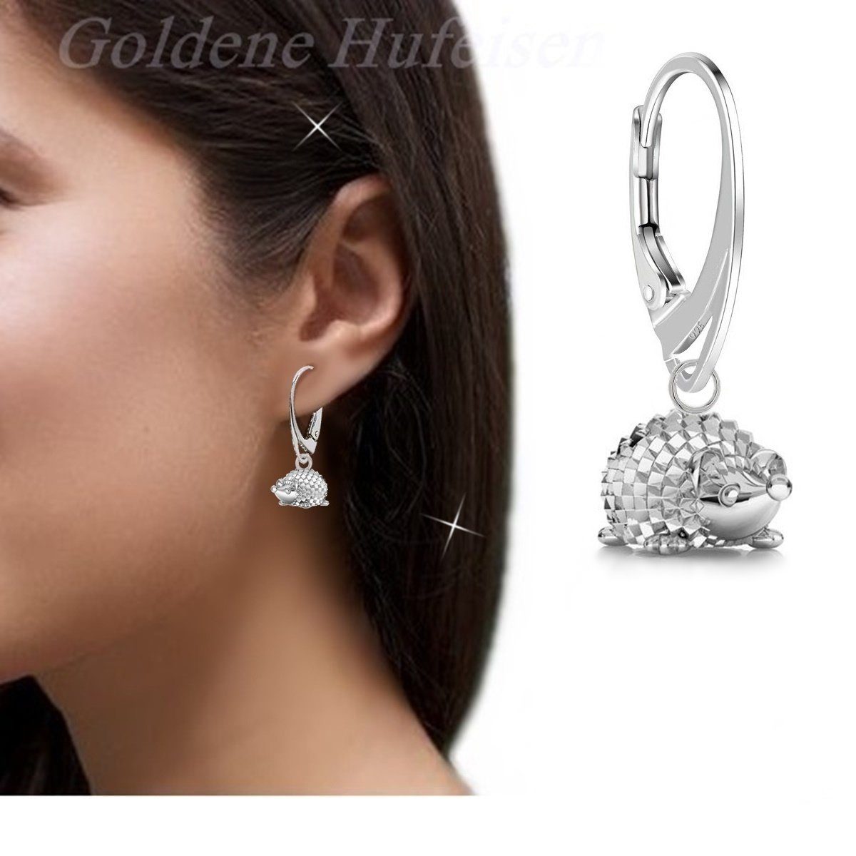 Ohrringe Silber mit Kette 925 Igel Schmuckset 45 cm Bild 2