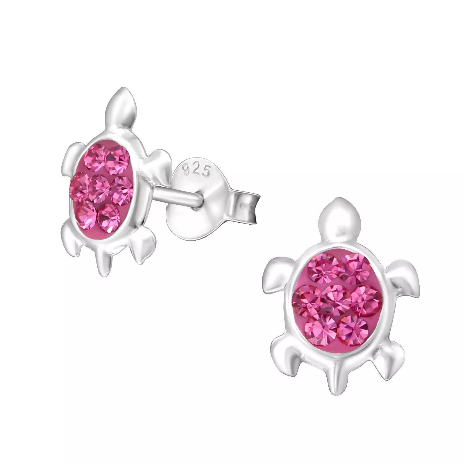 Schildkröte Ohrringe Silber 925 – maritime Ohrstecker pink Bild 1