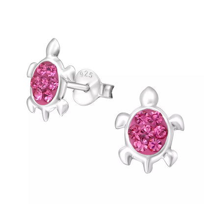 Schildkröte Ohrringe Silber 925 – maritime Ohrstecker pink Bild 1