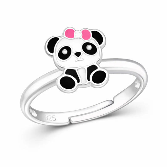 Panda Fingerring Kinder 925 Silber - Pandabär Ring Bild 1