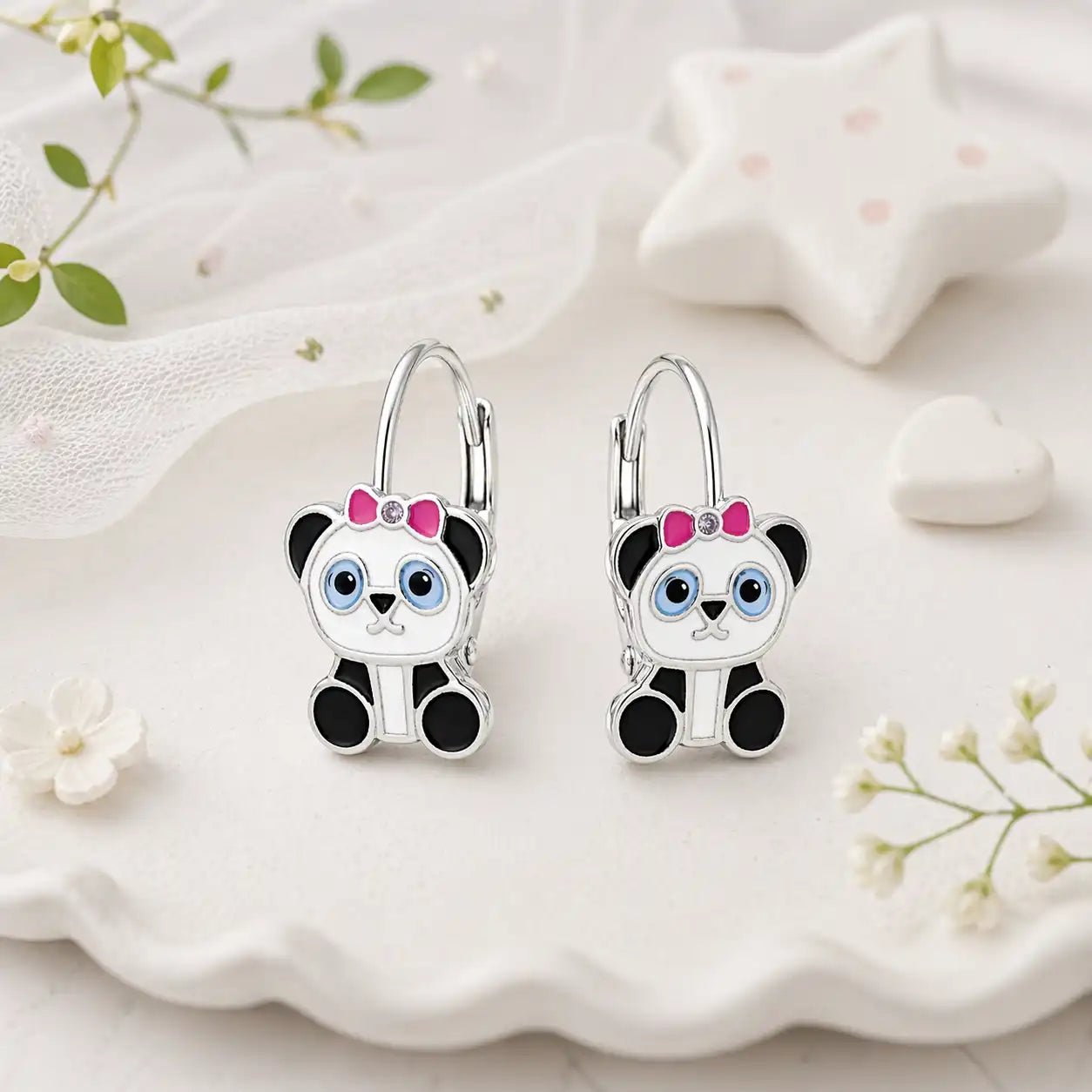Panda Ohrhänger für Kinder 925 Silber im Tierdesign Bild 2