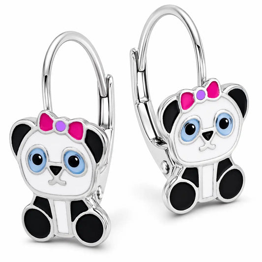 Panda Ohrhänger für Kinder 925 Silber im Tierdesign Bild 1