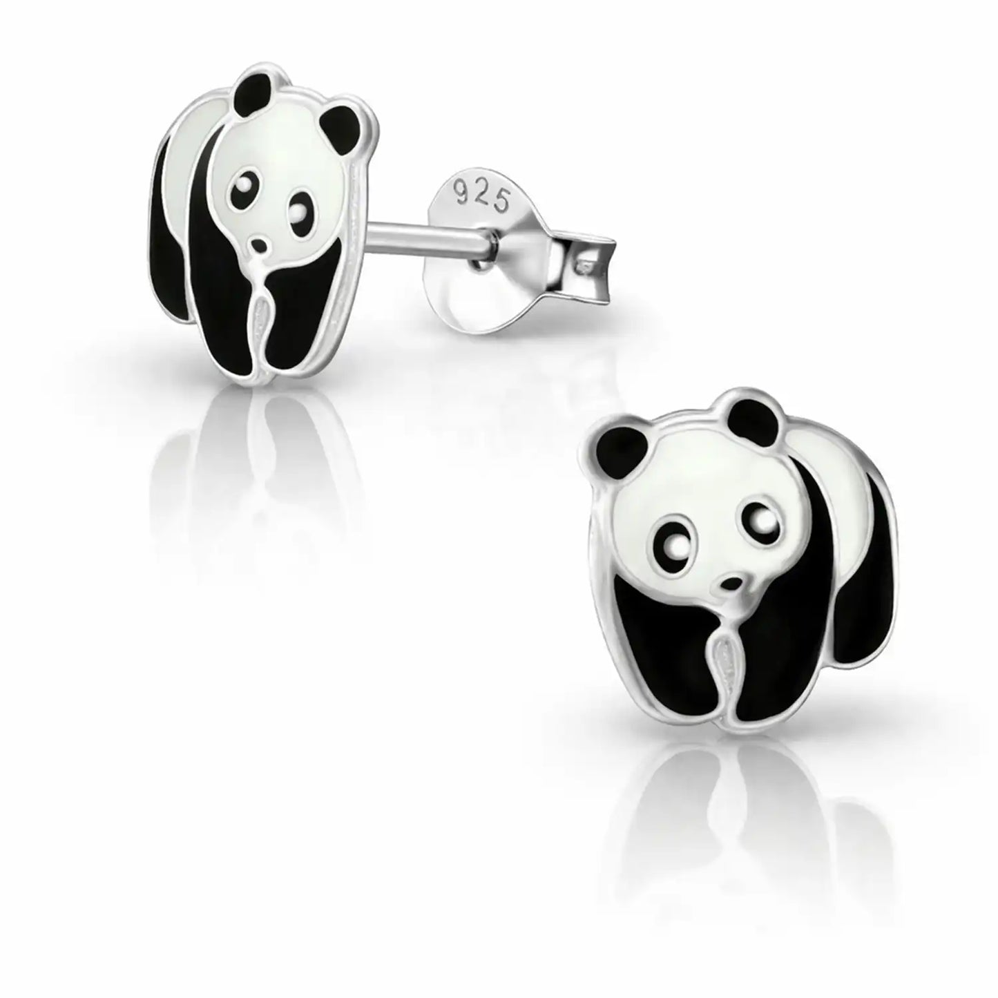 Panda Ohrstecker Kinder 925 Silber – Niedliches Tier Bild 1