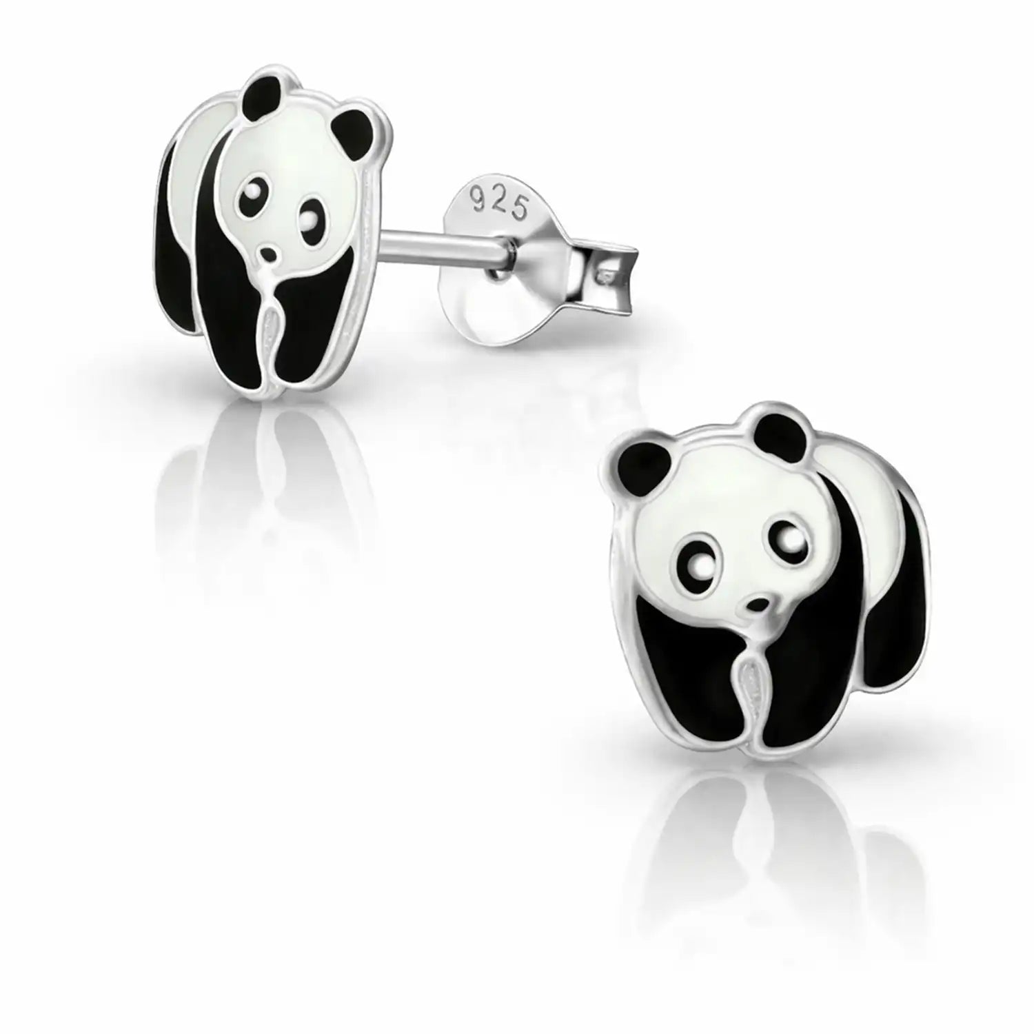 Panda Ohrstecker Kinder 925 Silber – Niedliches Tier Bild 1