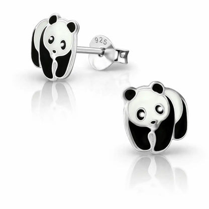 Panda Ohrstecker Kinder 925 Silber – Niedliches Tier Bild 1
