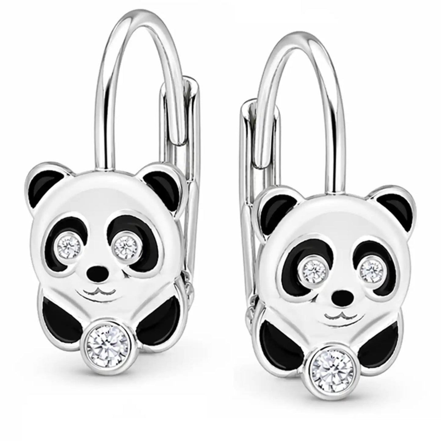 Pandabär Ohrhänger Kinder 925 Silber – süße Tier Bild 1