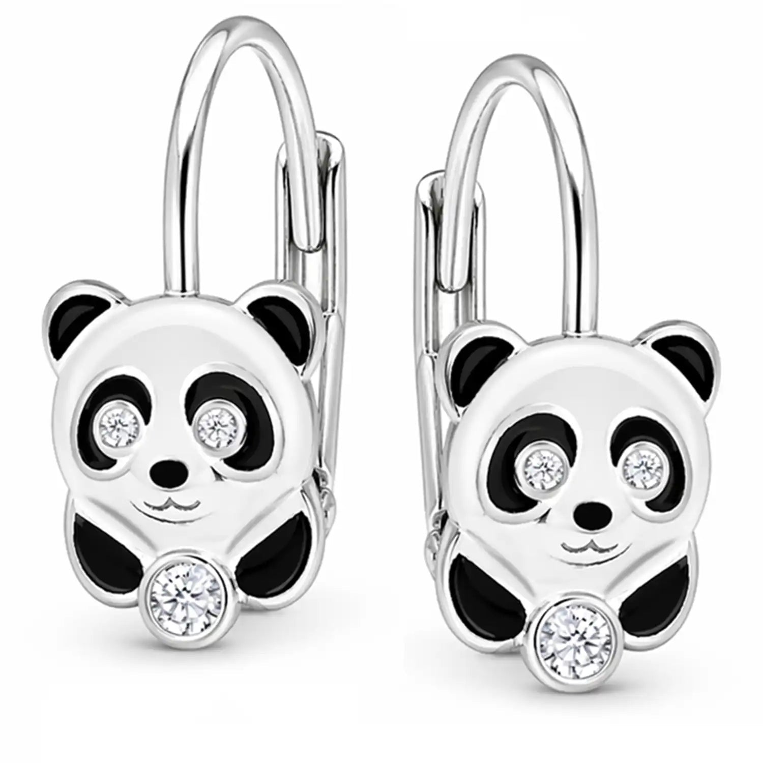 Pandabär Ohrhänger Kinder 925 Silber – süße Tier Bild 1