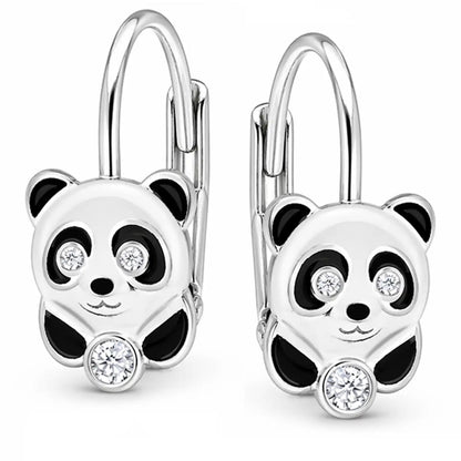 Pandabär Ohrhänger Kinder 925 Silber – süße Tier Bild 1