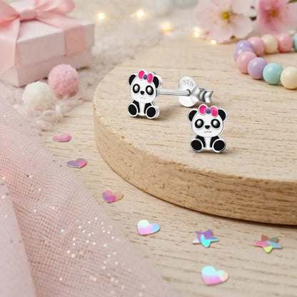 Panda Ohrstecker Kinder 925 Silber – Süßes Tier Bild 2