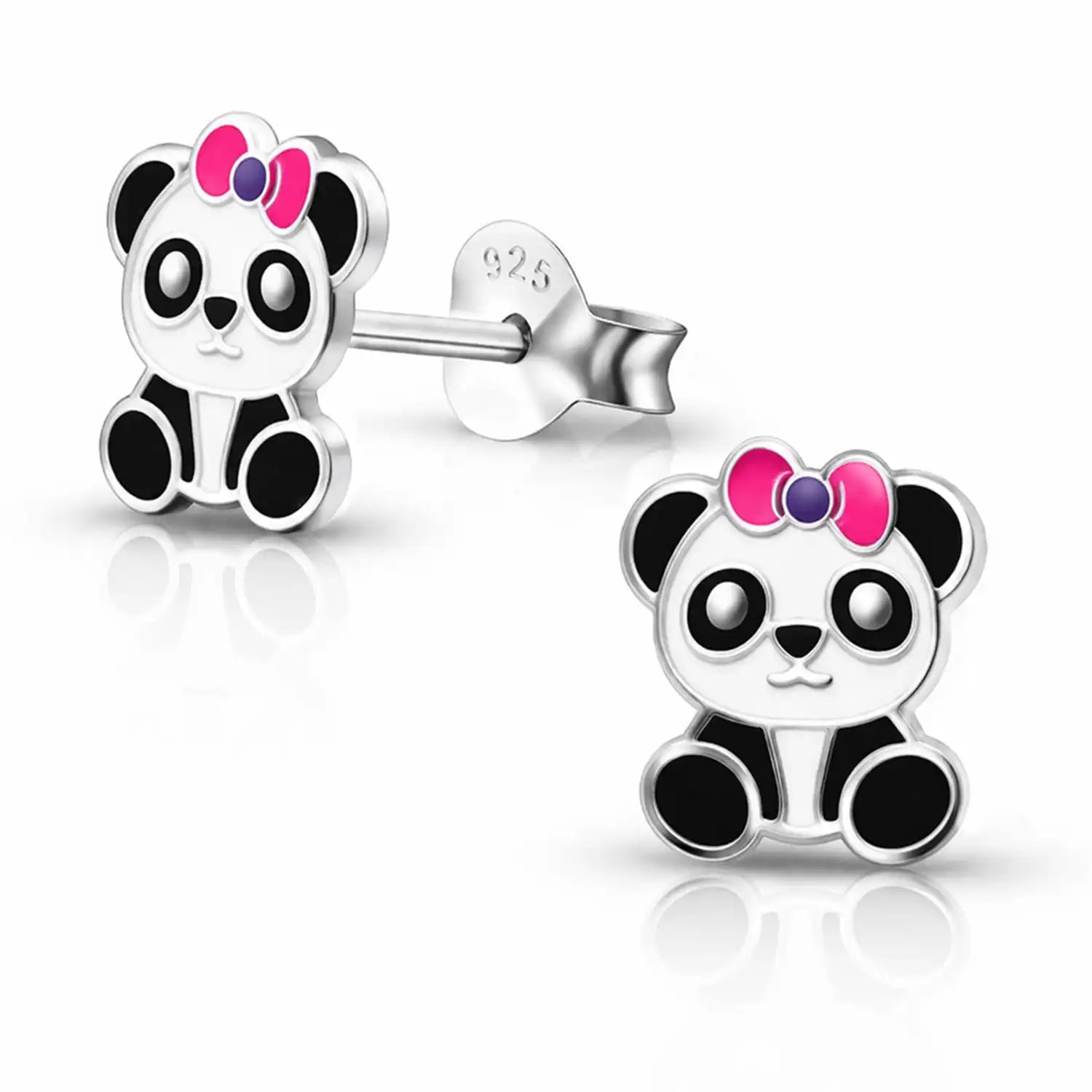 Panda Ohrstecker Kinder 925 Silber – Süßes Tier Bild 1