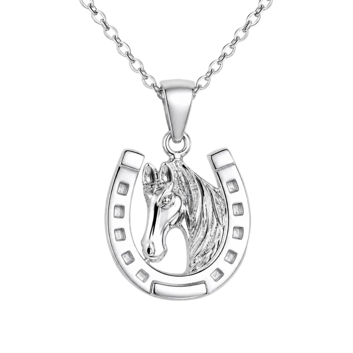 Pferd Silberkette mit Hufeisen Anhänger aus 925 Silber Bild 1