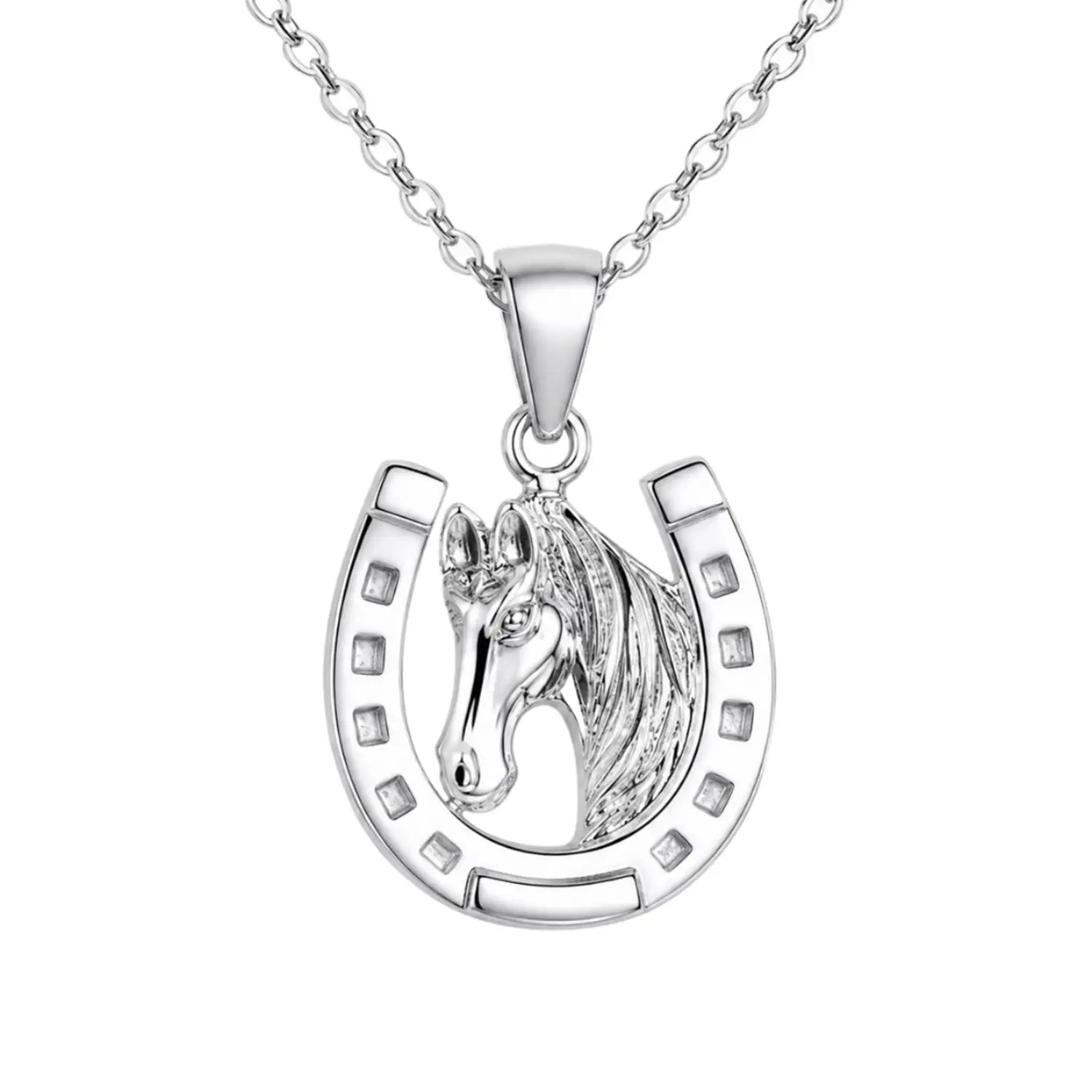 Pferd Silberkette mit Hufeisen Anhänger aus 925 Silber Bild 1