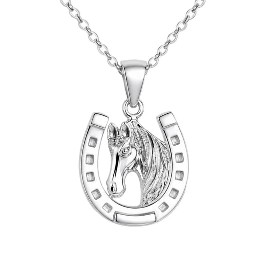 Pferd Silberkette mit Hufeisen Anhänger aus 925 Silber Bild 1