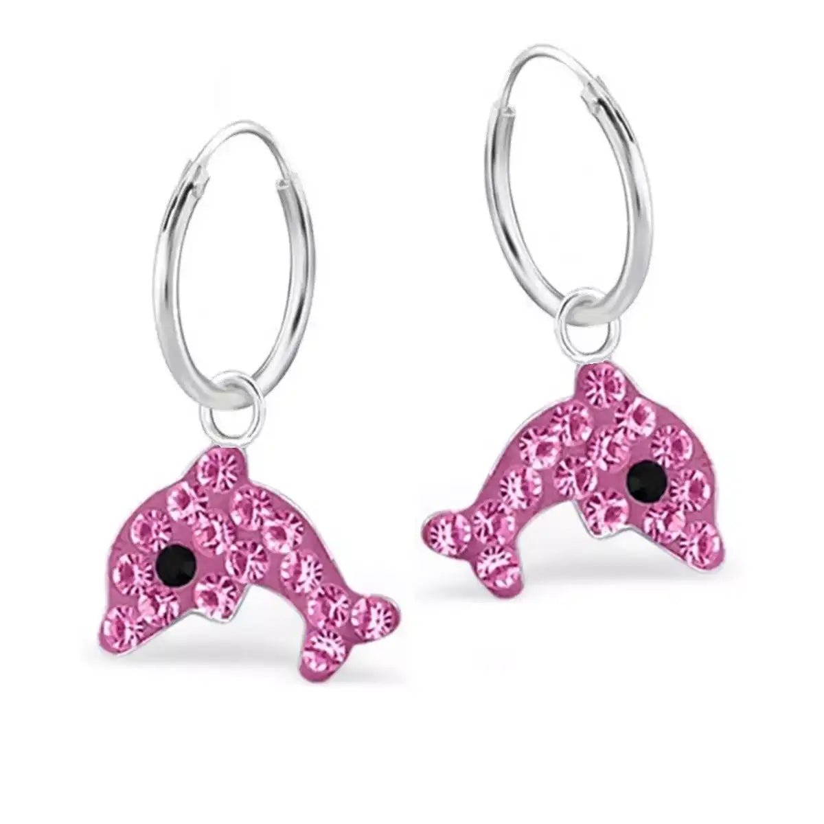 Delfin Creolen pink 925 Silber – Ozean Schmuck klein Bild 1
