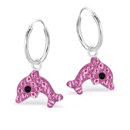 Delfin Creolen pink 925 Silber – Ozean Schmuck klein Bild 1