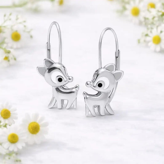 Rehkitz Ohrringe Kinder Silber 925 – süße Reh Tier Bild 2