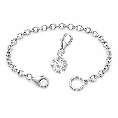 Charm Armband Set mit weißem Kristall Anhänger 925 Silber 1