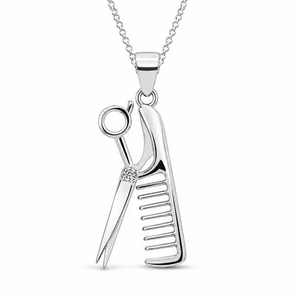 Schere Kamm Kette aus Silber (40-50cm)
