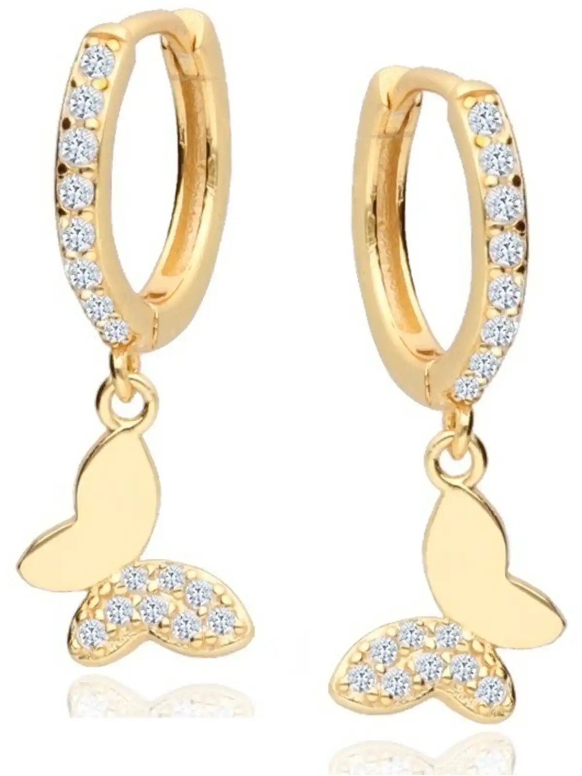 Creolen mit Schmetterling vergoldet 925 Silber – Natur Schmuck Bild 1