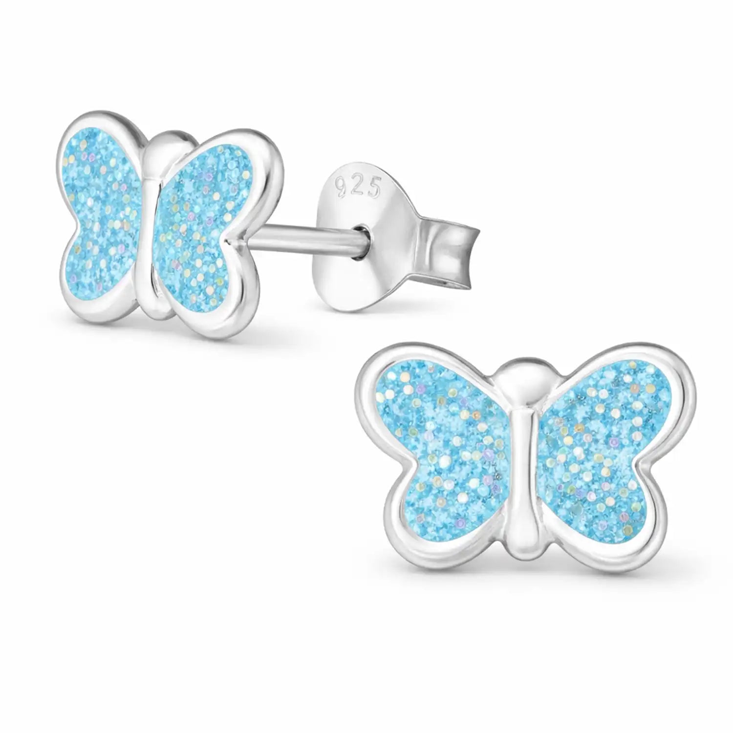 Schmetterling Ohrstecker Kinder Silber 925 – Klein Blau Bild 1