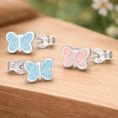 Schmetterling Ohrstecker Kinder Silber 925 – Klein Rosa Bild 3
