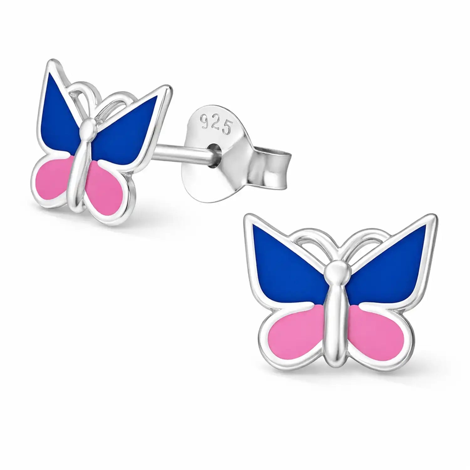 Schmetterling Ohrstecker Kinder Silber 925 – Zweifarbig Pink Bild 1