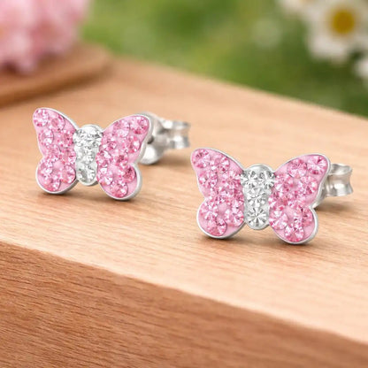 Schmetterling Ohrstecker Kinder Silber 925 – Rosa Glanz Bild 2