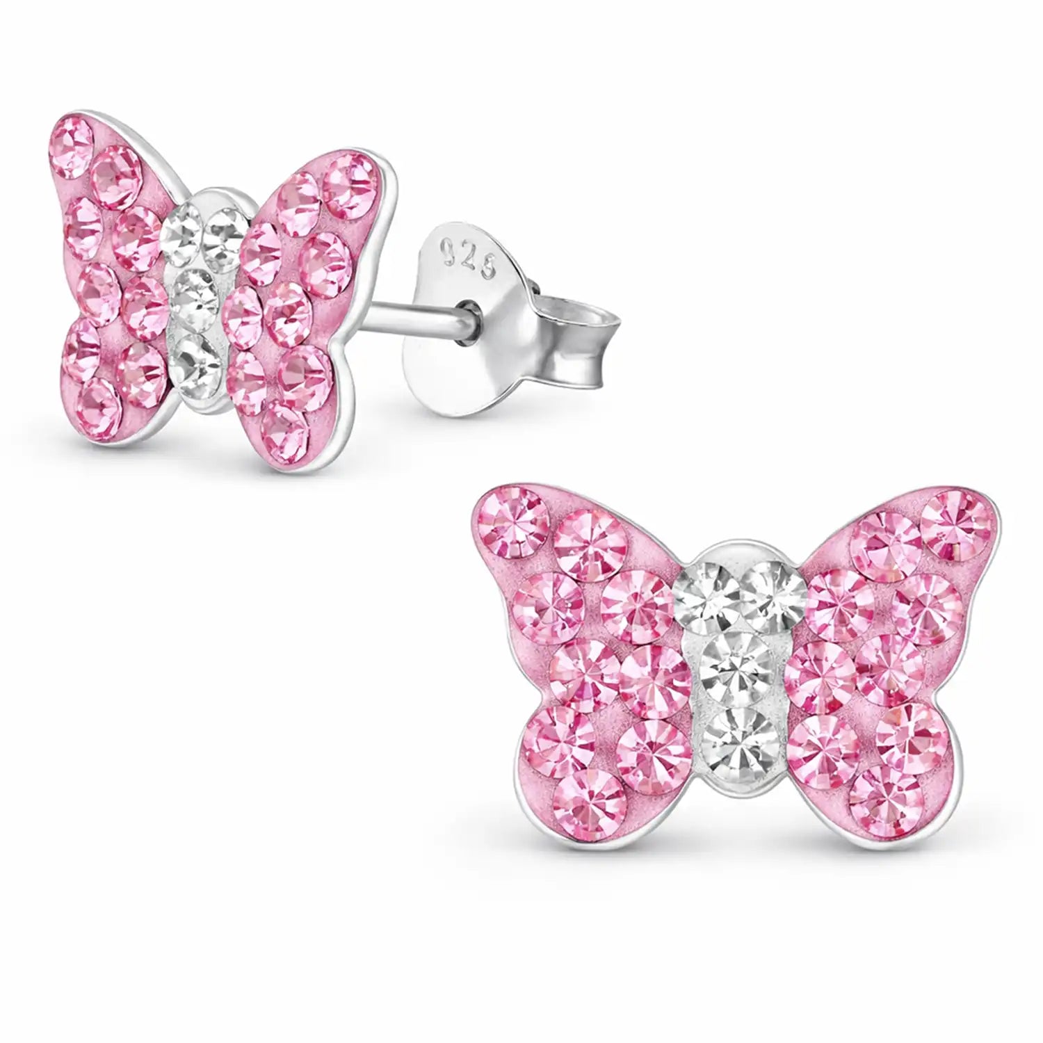 Schmetterling Ohrstecker Kinder Silber 925 – Rosa Glanz Bild 1