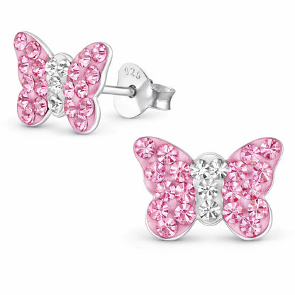 Schmetterling Ohrstecker Kinder Silber 925 – Rosa Glanz Bild 1