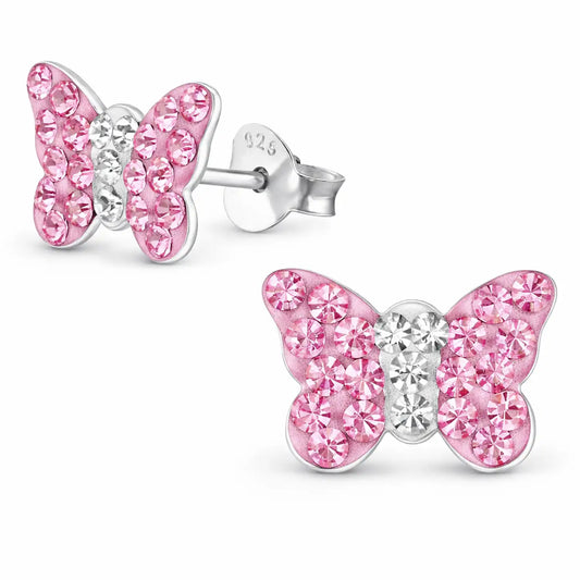 Schmetterling Ohrstecker Kinder Silber 925 – Rosa Glanz Bild 1