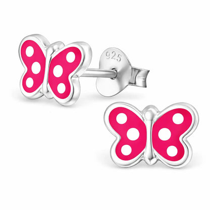 Schmetterling Ohrstecker Kinder Silber 925 – Pink Bild 1