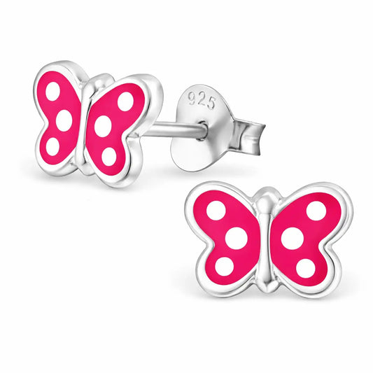 Schmetterling Ohrstecker Kinder Silber 925 – Pink Bild 1