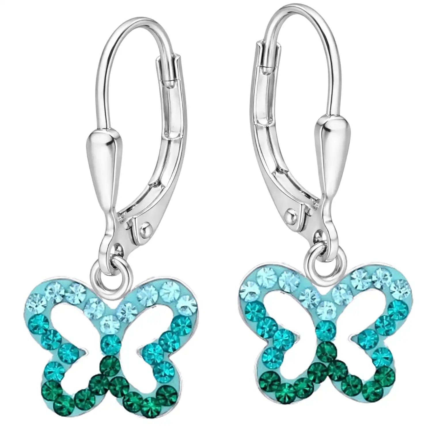 Schmetterling Ohrringe 925 Silber – türkis Kristall Bild 1