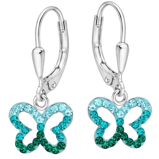 Schmetterling Ohrringe 925 Silber – türkis Kristall Bild 1