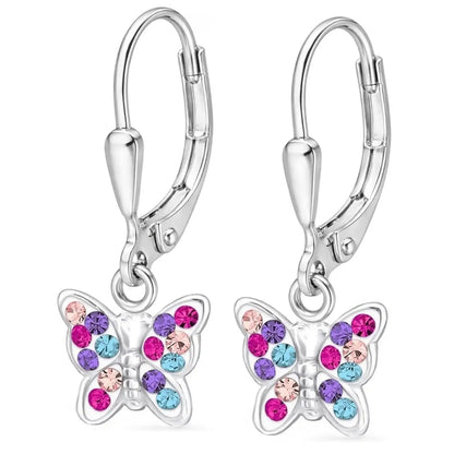 Schmetterling Ohrringe Kinder 925 Silber – farbenfroh Mehrfarbig Bild 2
