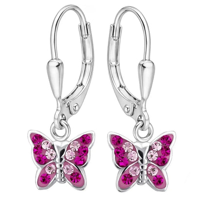 Schmetterling Ohrringe Kinder 925 Silber – farbenfroh Pink Bild 3