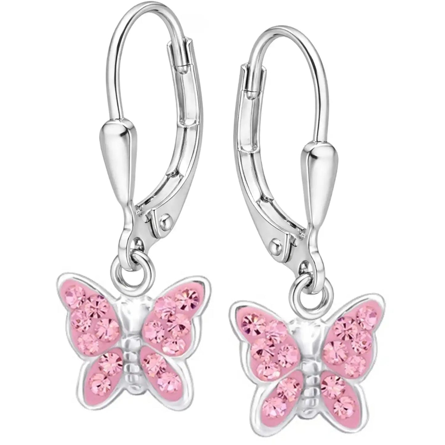 Schmetterling Ohrringe Kinder 925 Silber – farbenfroh Rosa Bild 5