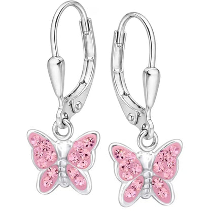 Schmetterling Ohrringe Kinder 925 Silber – farbenfroh Rosa Bild 5