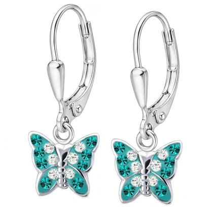 Schmetterling Ohrringe Kinder 925 Silber – farbenfroh Türkis Bild 6
