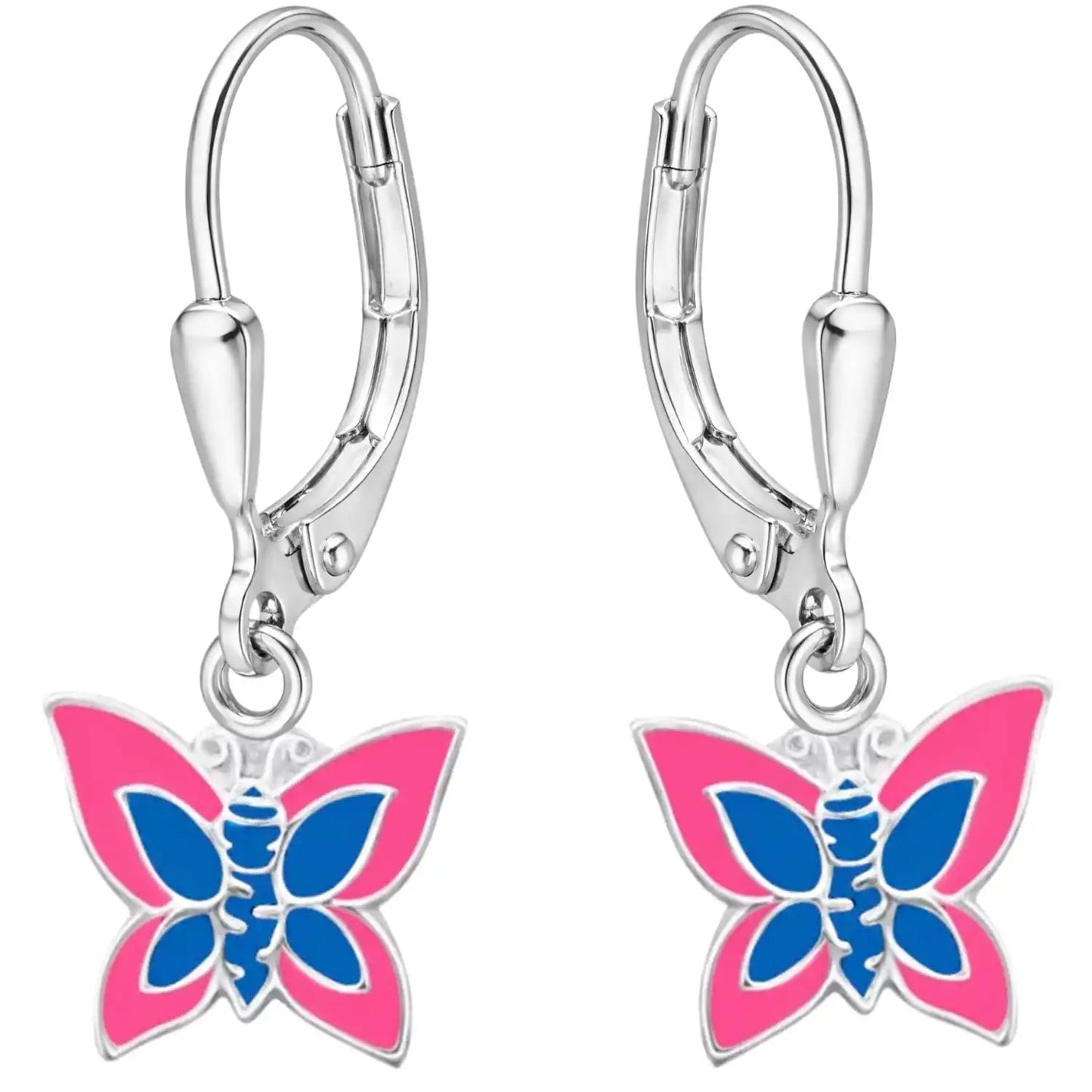 Schmetterling Ohrringe Kinder 925 Silber – pink blau Bild 1