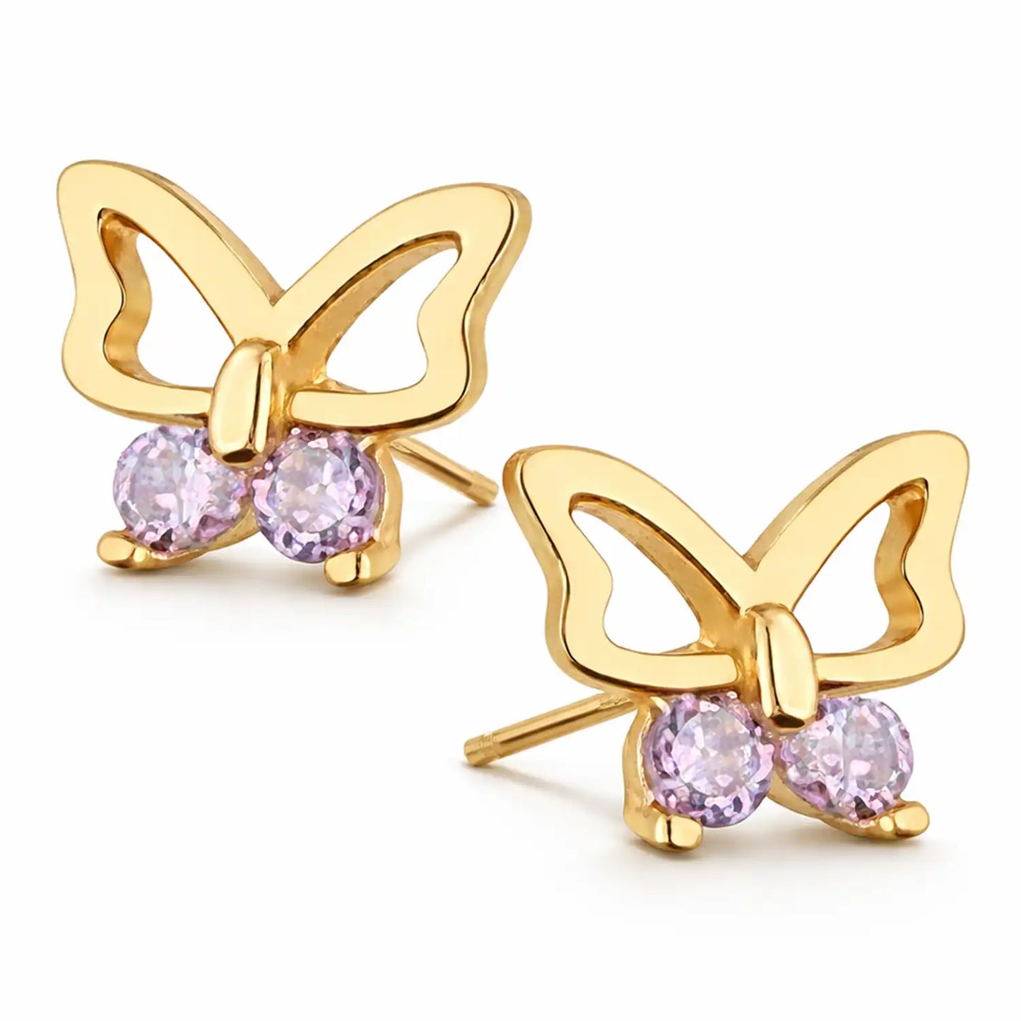 Schmetterling Ohrstecker vergoldet 925 Silber – Lila Bild 1