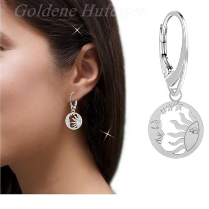 Schmuckset Silber Ohrringe mit Kette 925 Sonne Mond 40 cm Bild 3