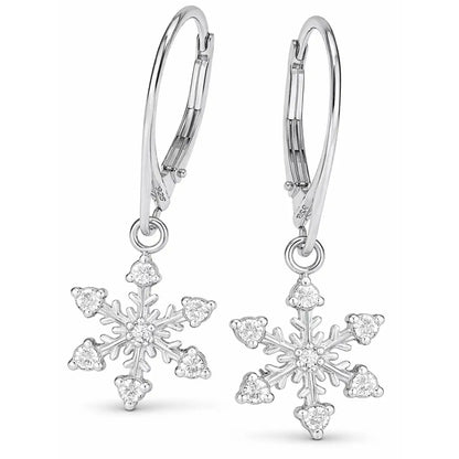 Schneeflocken Ohrringe 925 Silber – funkelnd weiß Bild 1