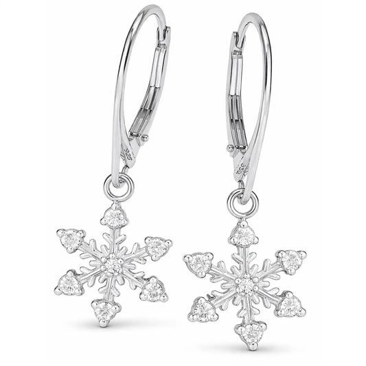 Schneeflocken Ohrringe 925 Silber – funkelnd weiß Bild 1