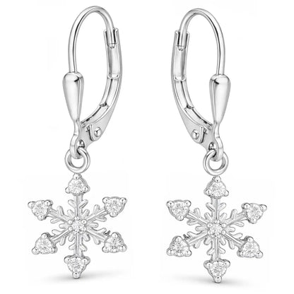 Schneeflocken Ohrringe Kinder 925 Silber – glänzend Bild 1