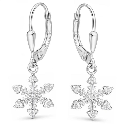 Schneeflocken Ohrringe Kinder 925 Silber – glänzend Bild 1
