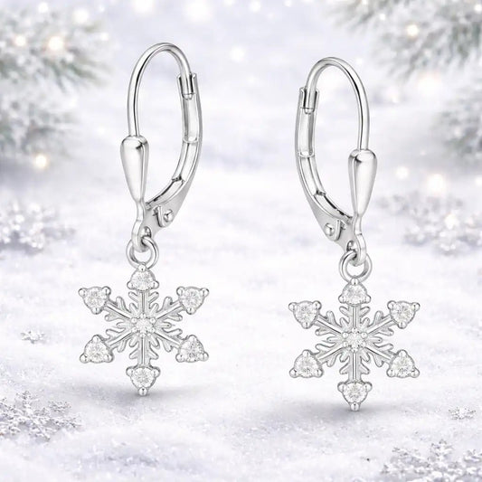 Schneeflocken Ohrringe Kinder 925 Silber – glänzend Bild 2
