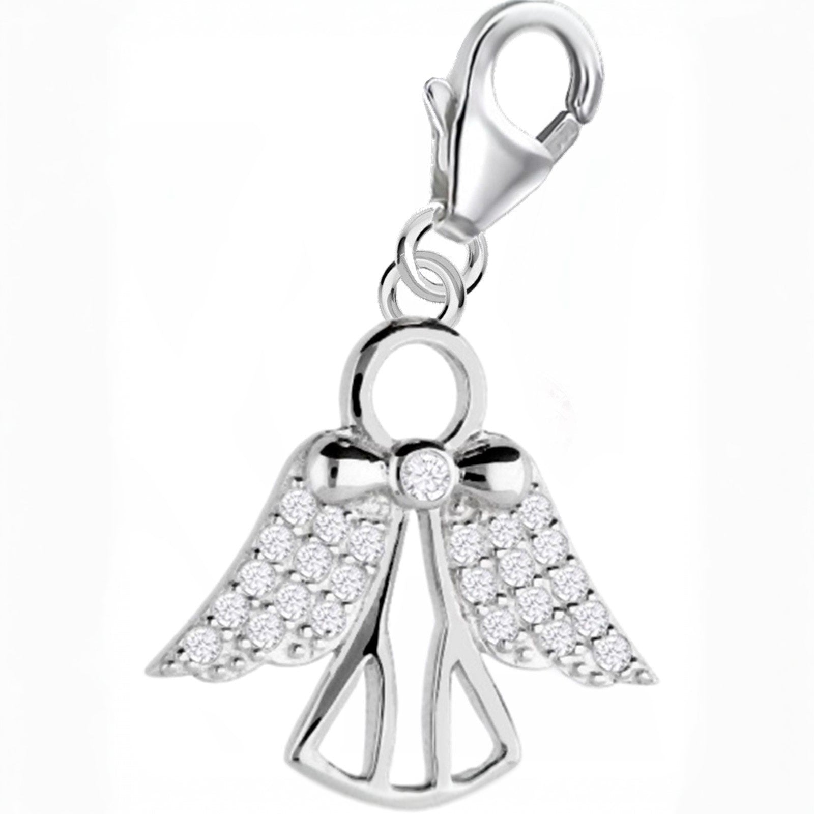 Schutzengel Charm 925 Silber funkelnd – für Armband Anhänger Bild 1