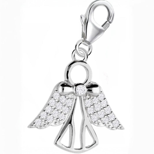 Schutzengel Charm 925 Silber funkelnd – für Armband Anhänger Bild 1